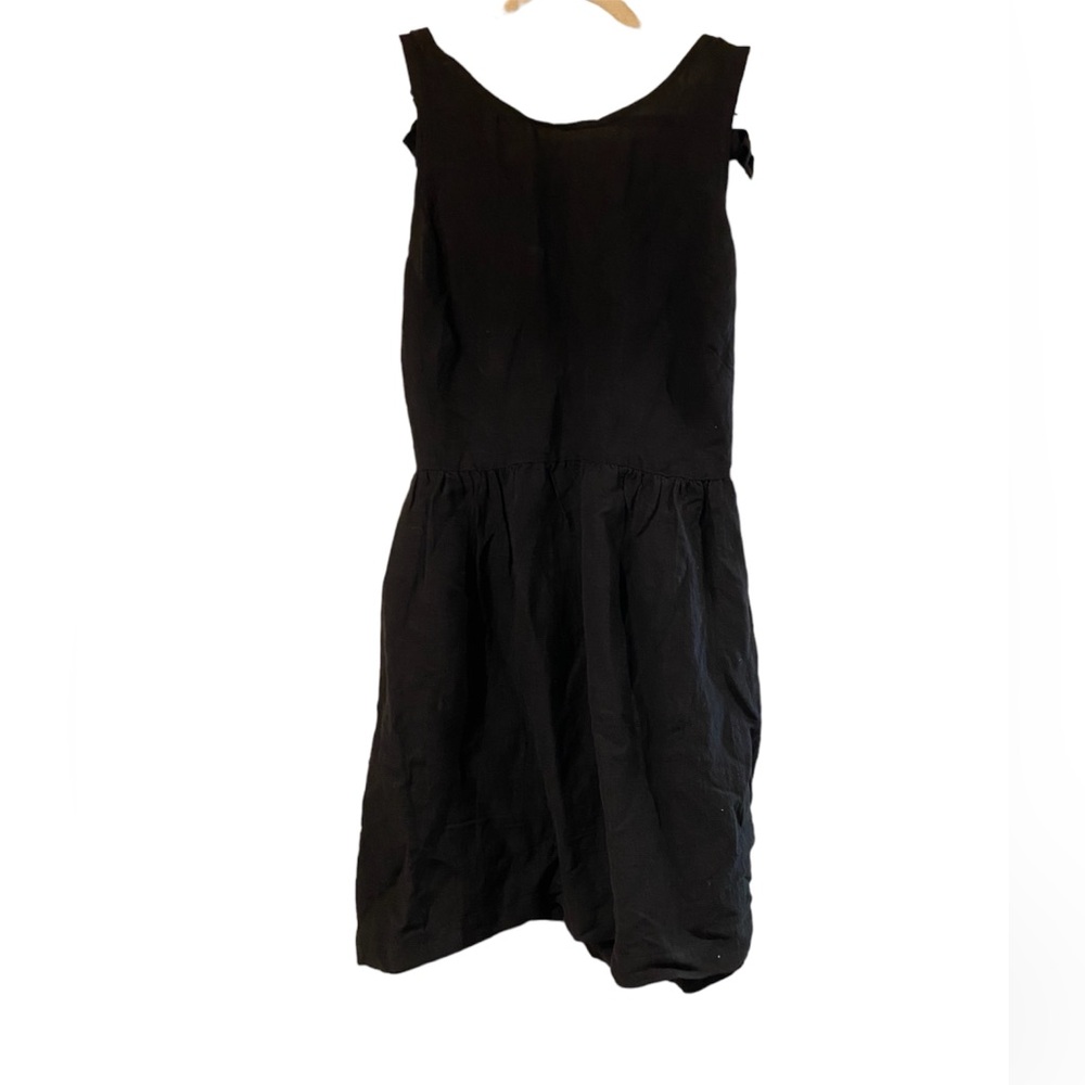 Rachel Pally / open back tie shoulder linen blend mini Dress in Black small s